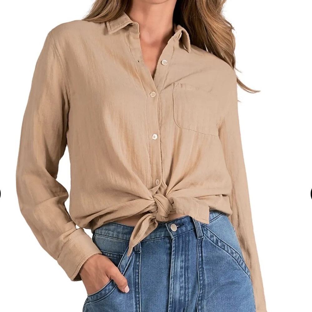 Elan Cotton Crinkle Long Sleeve Shirt